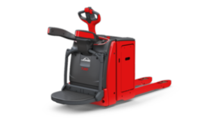 A transpaleteira T20 – T25 AP N da Linde Material Handling com plataforma reclinável e com suspensão integral